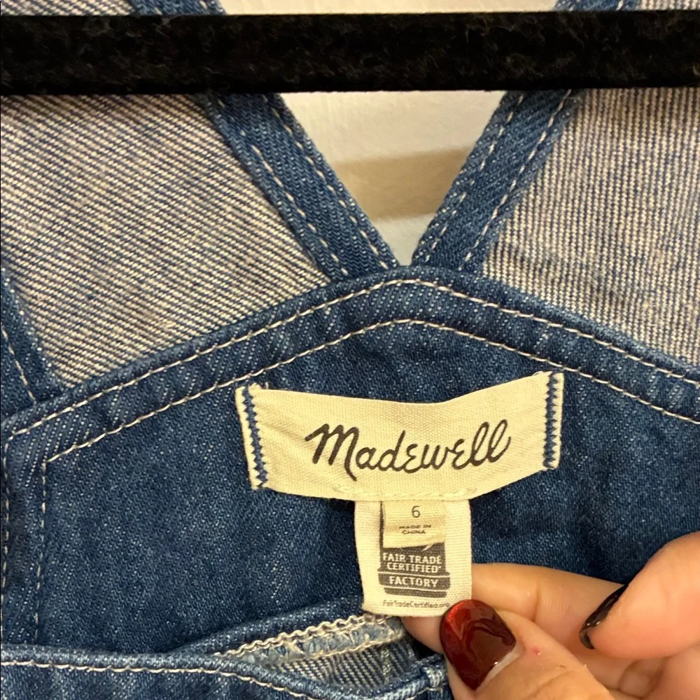 Madewell Blue Denim Wide Leg Overalls Sz 6 - Picture 6 of 14